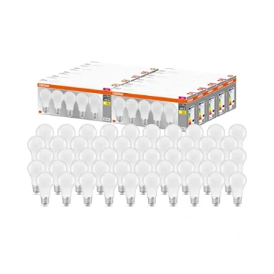 Abbildung von OSRAM LED Lampe, Sockel: E27, Warm White, 2700 K, 8,50 W, Ersatz für 60 W Glühbirne, matt, BASE CLASSIC A , 10 x 5er Pack
