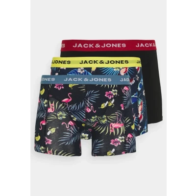 Abbildung von JACK &amp; JONES Herren Jacflower Bird Trunks Pack of 3 Noos Boxershorts, Surf The Web/Detail:Black Black, XL EU