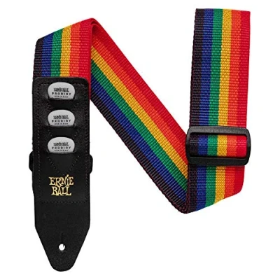 Abbildung von Ernie Ball Pickhalter Gitarrengurt, aus Polypropylen, Regenbogen Farben