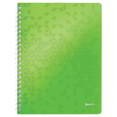 Abbildung von Leitz WOW Collegeblock A4 kariert, 160 Seiten, 80 Blatt FSC zertifiziertes Papier g/m², Doppelspiralbindung, PP Einband, Notizbuch mit Sichthülle und Lineal, Für Büro oder Schule, Grün, 46380054