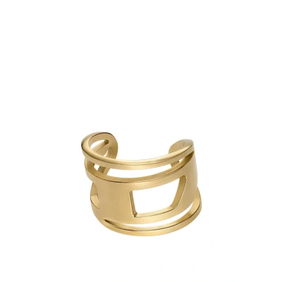 Abbildung von Diesel Unisex Oval D Logo Ring Edelstahl goldfarben, DX15697107