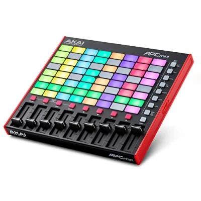 Abbildung von Akai Professional APC Mini MK2 USB MIDI Pad Controller für Clip Launching mit Ableton Live Lite, 64 RGB Pads, Drum und Note Modi MIDIMixer