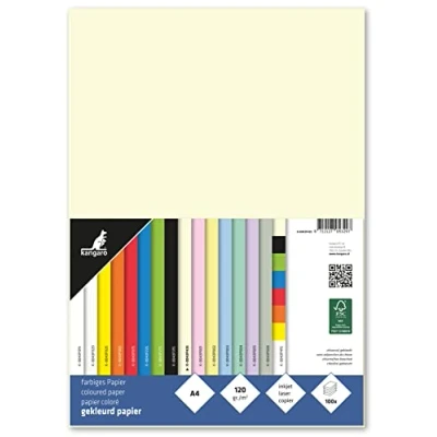 Abbildung von kangaro Tonpapier Beige DIN A4 120g/m² FSC mix 100 pack Briefpapier Bastelpapier DIY, K 0043F435, 29.7x21x1.5