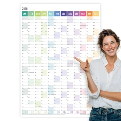 Abbildung von heaven+paper Jahresplaner 2025 A1 Wandkalender Hochkant groß (+ 80x60cm) gefaltet Türkalender Kalender Wandplaner mit Feiertagen, Kalenderwochen Germany (Rainbow, A1/Hochformat)