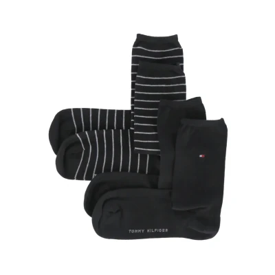 Abbildung von TOMMY HILFIGER Damensocken Doppelpack Uni/Ringel schwarz Größe 35 38