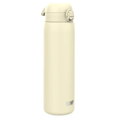 Abbildung von ION8 1 Liter Leicht Edelstahl Trinkflasche, Nicht IsoliertAuslaufsicher, Einhandöffnung, Sichere Verriegelung, Spülmaschinenfest, Klappdeckel, Tragegriff, zu Reinigen, Cremiges Weiß