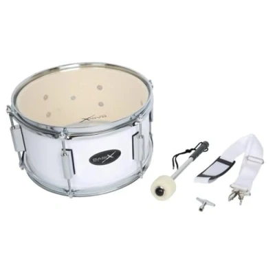 Abbildung von GEWA Marching Drum, Marschtrommel 12x7&quot;, Holzkessel weiß, inkl. Tragriemen und Schlägel