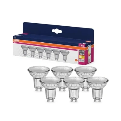 Abbildung von OSRAM LED Star VALUE PAR16, Vorteilspack mit 6 Leuchtmittel, ersetzt herkömmliche 50W Reflektor Glühbirnen, warmweiß (2700K), 4.3W, GU10 Sockel, Filament Glas, nicht dimmbar