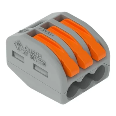 Abbildung von WAGO CLASSIC Verbindungsklemmen 222 413 3 Leiter, bis 4 mm², 50 Stück, Kabelverbinder mit Hebeln für alle Leiterarten weltweit, bestätigte Anwendungssicherheit