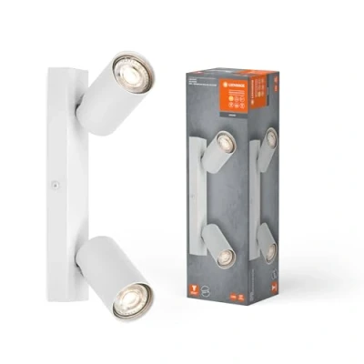 Abbildung von LEDVANCE LED SPOT OCTAGON 2 x 3,4W, GU10, 460lm, weiß, 2.700K Farbtemperatur, warmweiße Lichtfarbe, zeitloses Design, austauschbare Lampe, ideal für Innenräume, CRI 90, verstellbare Köpfe