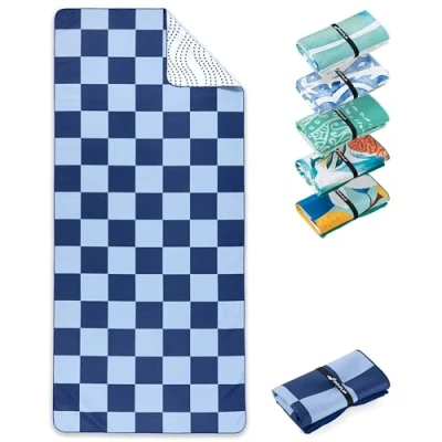 Abbildung von Fit Flip Strandtuch XXL Mikrofaser Badetuch Strandtücher leicht und schnelltrocknend 100% recyceltes Handtuch Strandhandtuch zum Baden (Checkerboard 160x90cm)