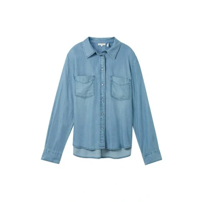 Abbildung von TOM Tailor MIT Tencel TM Hemdbluse, Damen, Größe: 36, Clean mid stone blue denim