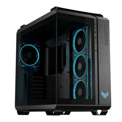 Abbildung von ASUS TUF Gaming GT502 Horizon TG ARGB Black modulares Zweikammer Gehäuse (Panoramadesign, 4 vorinstallierte Lüfter, Front Panel High Speed USB Type C, schwarz)