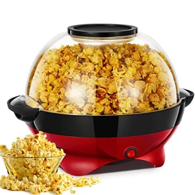 Abbildung von Popcornmaschine 5.5L Großer Inhalt HOUSNAT 800W Zuhause Popcorn Maker Machine mit Antihaftbeschichtung und Abnehmbares Heizfläche Stille Schnelle Maschine