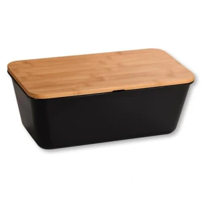 Abbildung von Kesper Brotbox, Material: Kunststoff, Bambus, Maße: B: 35 x H: 13,5 T: 20 cm, Farbe: Schwarz, Braun 58498