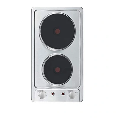 Abbildung von Respekta Domino Kochmulde Edelstahl / 2 Platten Einbau Kochfeld mit Stecker/Massekochfeld autark 6 Leistungsstufen/Knebel/Steckfertig 29 cm/KM 9111EN
