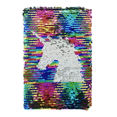 Abbildung von EXERZ A5 Reversible Pailletten Notizbuch/Journal, Meerjungfrau Tagebuch/Magie Notizblock, Für Büro/Schule/Geschenk. Modisch Zu Besitzen, Verwenden (Regenbogen/Einhorn)