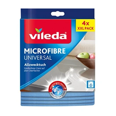Abbildung von Vileda Allzwecktuch Universal, zu 100% aus Mikrofasern, streifenfreier Glanz, für empfindliche Oberflächen, 38 x 36 cm, 4er Pack