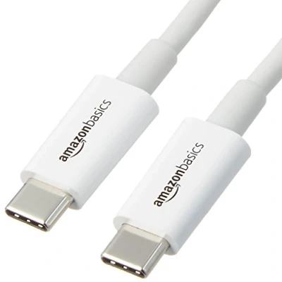 Abbildung von Amazon Basics Schnellladekabel, USB C auf 2.0, 480 MBit/s, IF Zertifiziert, für Apple iPhone 15, iPad, Samsung Galaxy, Tablets, Laptops, 2.7 m, weiß