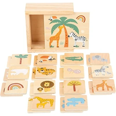 Abbildung von small foot Memo &quot;Safari&quot; aus Holz, mit Tiermotiven, Spiel und Merkspaß, 28 Karten, ab 3 Jahren, 11696