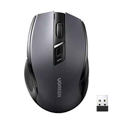 Abbildung von UGREEN 2.4G Maus kabellos mit 4000 DPI, Ergonomisches Design, Wireless Mouse USB Empfänger, 18 Monate Akkulaufzeit, funkmaus kompatibel Laptop Computer Windows macOS Linux (Schwarz)
