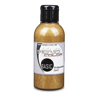 Abbildung von Senjo Color Basic Bodypainting Farben I Gesichts &amp; Körperfarbe Karneval, Fasching 75 ml Airbrush Farbe Gold