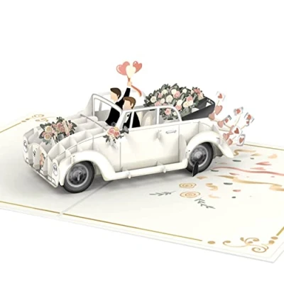 Abbildung von papercrush® Pop Up Karte Hochzeitsauto Mann &amp; 3D Hochzeitskarte für schwules Paar, Edle Glückwunschkarte zur Hochzeit von Männerpaar, Hochzeitsgeschenk oder Geldgeschenk 2 Männer