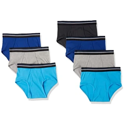 Abbildung von Amazon Essentials Herren Baumwollslips Unterwäsche ohne Etikett, 7er Pack, Blau/Grau/Schwarz, S