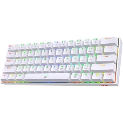 Abbildung von Redragon K630 Dragonborn 60% kabelgebundene RGB Gaming Tastatur, 61 Tasten kompakte mechanische Tastatur mit linearem roten Schalter, Pro Treiber Unterstützung, Weiß