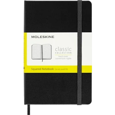 Abbildung von Moleskine S0102X Klassisches Kariertes Notizbuch Hardcover mit Elastischem Verschlussband Farbe Schwarz Größe Pocket 9 x 14 cm 208 Seiten