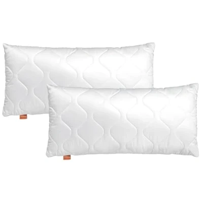 Abbildung von sleepling 2er Set Basic 100 Kopfkissen, 40 x 80 cm, Ökotex, waschbar bis 60 Grad, Made in EU, Füllmengengarantie, Größengarantie, weiß