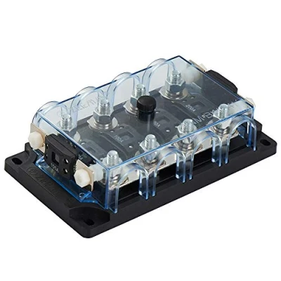 Abbildung von Offgridtec® 4 fach MEGA Fuse Sicherung Halter mit Halterung für Ersatzsicherung