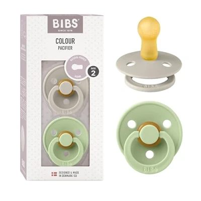 Abbildung von BIBS Colour Schnuller 2er Pack, BPA frei, Kirschform Nippel. Naturkautschuk/Latex, Größe 2 (6 18 Monate), Sand/Pistachio