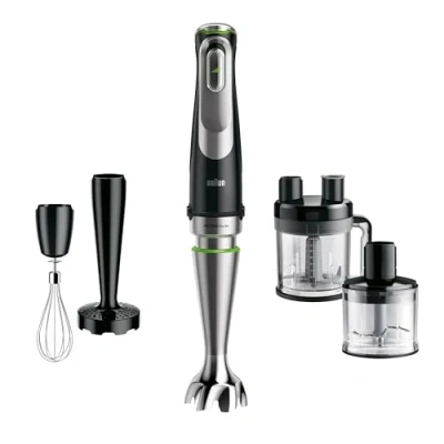 Abbildung von Braun MultiQuick 9 MQ 9187XLI 5 in 1 Stabmixer mit Küchenmaschinen Aufsatz, Zerkleinerer, Kartoffel &amp; Gemüsestampfer Schneebesen, stufenlose Geschwindigkeitseinstellung, 1200 W, Schwarz/Edelstahl