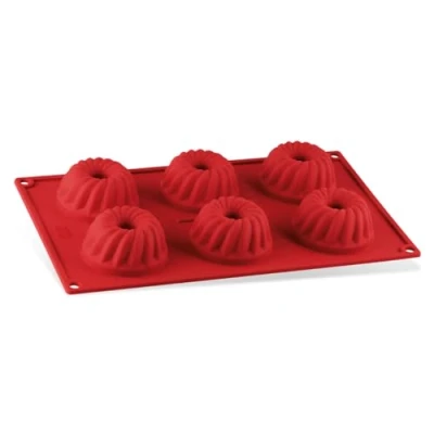 Abbildung von Dr. Oetker 1270 Mini Gugelhupfform 6 er Silikon Flexxibel, Gugelhupf Backform, für süße Gugelhupfe, praktisches Plastik Silikon, Menge: 1 Stück, Rot