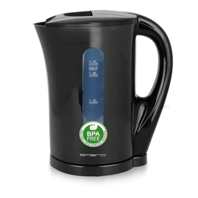 Abbildung von Emerio Wasserkocher BASIC Kunststoff BPA frei 1.7L Volumen mit beleuchtetem Ein /Aus Schalter kabellos Auto Off Überhitzungsschutz herausnehmbarer Kalkfilter 2200 Watt WK 123483