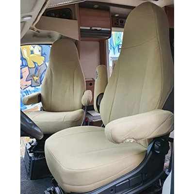 Abbildung von BREMER SITZBEZÜGE Maß Piloten Schonbezüge Sitzbezüge kompatibel mit Wohnmobil Camper Ducato Fahrer &amp; Beifahrer 829 Schonbezug Set in Beige