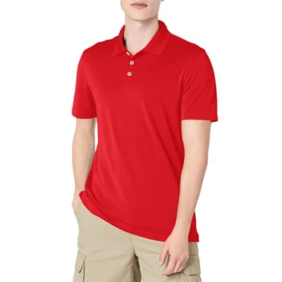 Abbildung von Amazon Essentials Herren Golf Poloshirt, Schnell Trocknend, Schmale Passform, Rot, S