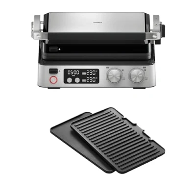 Abbildung von Braun MultiGrill 7 CG7040, 3 in 1 Kontaktgrill, BBQ &amp; Ofen, große Grillfläche (12 Burger), 2000W, 230, spülmaschinengeeignet (Plancha Grill), Fettauffangschale, Elektrogrill Indoor