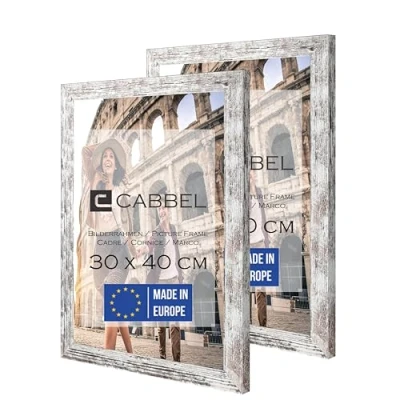 Abbildung von CABBEL Doppelpack (2er Set) Bilderrahmen 30x40 cm, Birke, stabiles MDF Holz Rahmen, bruchsicherem Plexi Glas, zum Aufhängen, ideal für Fotos/Bilder/Collage