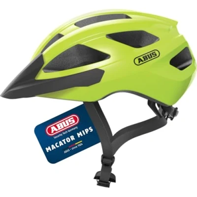 Abbildung von ABUS Rennradhelm Macator MIPS Fahrradhelm für Einsteiger mit Schirm geeignet Zopfträger/ innen Damen und Herren Gelb, Größe L