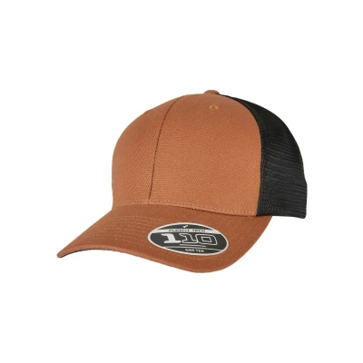 Abbildung von Flexfit Unisex 110ST 110 Structured Canvas Trucker Baseballkappe, Toffee/Black, One Size