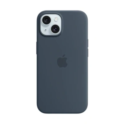Abbildung von Apple iPhone 15 Silikon Case mit MagSafe Sturmblau ​​​​​​​
