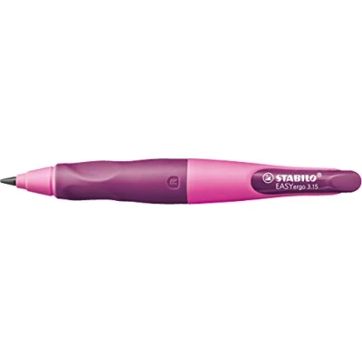 Abbildung von Ergonomischer Druck Bleistift für Rechtshänder STABILO EASYergo 3.15 in pink/lila inkl. 1 dicken Mine Härtegrad HB &amp; Spitzer