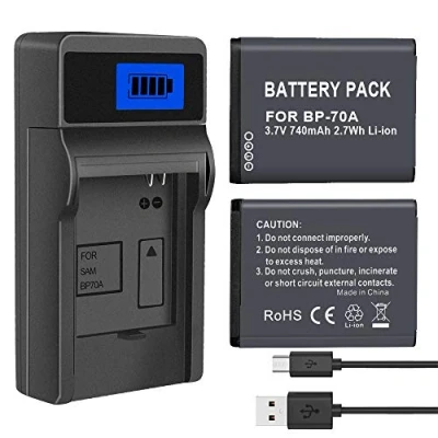 Abbildung von CITYORK EA BP70A [2er Pack] Akku und Ladegerät kompatibel mit Samsung BP 70A ES73 ES74 PL80 PL100 Kamera