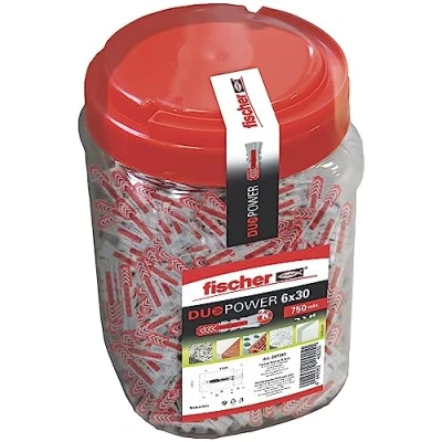Abbildung von fischer 557383 DUOPOWER Dübel, Grau/Rot, 6x30/750uds