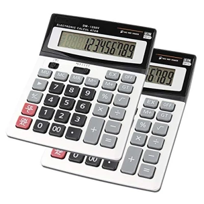 Abbildung von HIHUHEN Taschenrechner, Geschäft Standard Taschenrechner Dual Power (Solar und Batterie) Tischrechner (2 x Calculator)