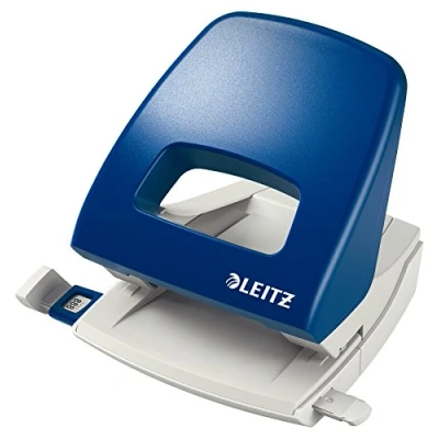 Abbildung von Leitz Büro Locher aus Metall, Für 25 Blatt, Anschlagschiene mit Formatangaben, Ergonomisches Design, blau, NeXXt Serie, 50050035