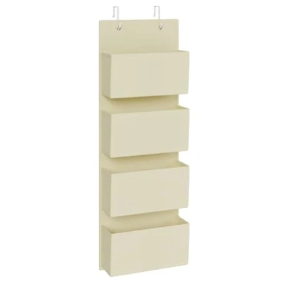 Abbildung von SONGMICS Hängeorganizer mit 4 Taschen, Hängeregal, Kleiderschrank Organizer, Hängeaufbewahrung, Tür Schlafzimmer Wohnzimmer, 12 x 33,5 100 cm, beige RDH004Y01
