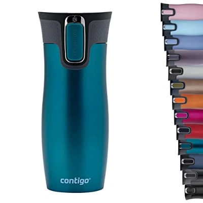 Abbildung von Contigo Thermobecher West Loop Autoseal, Edelstahl Isolierbecher, Reisebecher, Kaffebecher To Go, auslaufsicher, 100% dicht, hält bis zu 5h heiß/12h kalt, 470 ml, BPA frei, Bay